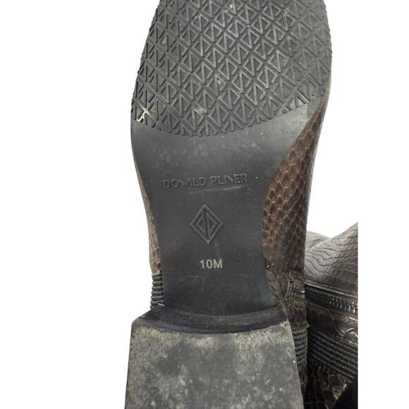 DONALD PLINER Two Tone Brown Black Leather Tall Zip Boots Annika Size 10M - Picture 11 of 11